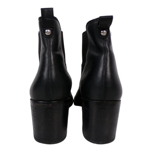 𝅺Sam Edelman Justin Chelsea Ankle Boot Leather Stacked Heel Size 9 #1012 - Picture 6 of 10